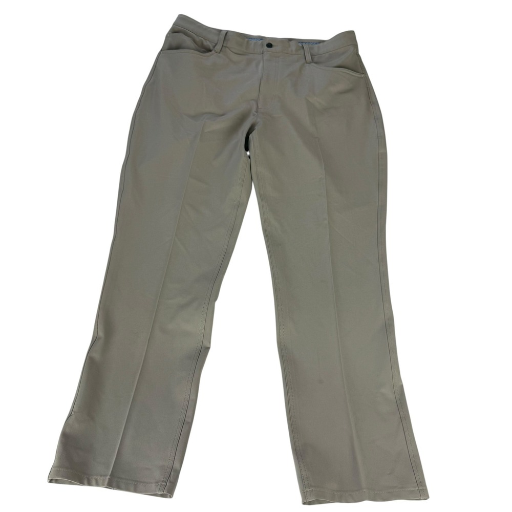 FootJoy Mens Athletic Fit Golf Pants Tan Khaki Stretch 5-Pocket 36x30 FJ Logo